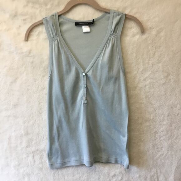 Emerson Light Blue V-Neck w/ Button Tank Top - Picture 1 of 10